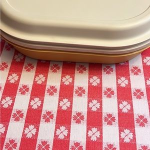 Vintage Tupperware Oblong Server 3 Piece Harvest Gold Almond